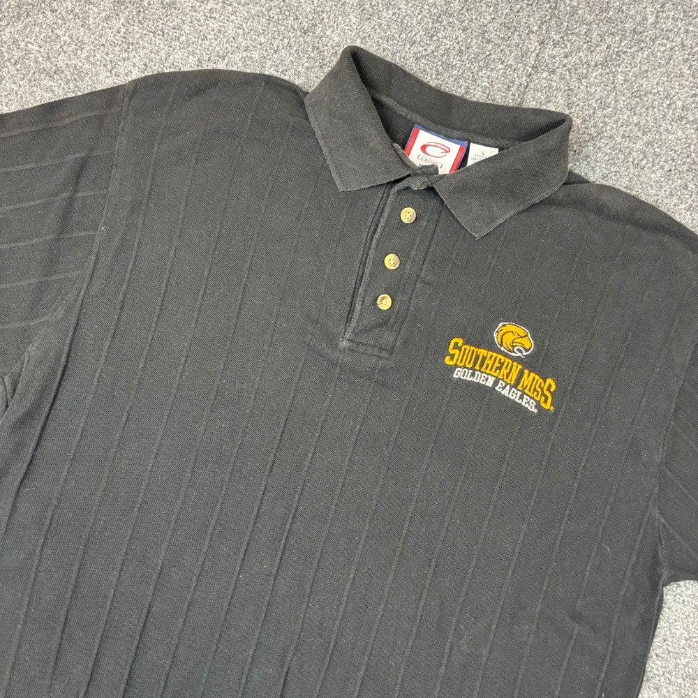 VTG Cadre Athletic Southern Miss Golden Eagles Polo Shirt Mens Large Black